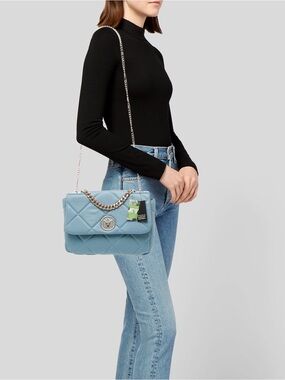 Bagley Mischka Light Blue Quilted Chain-Handle Shoulder Bag